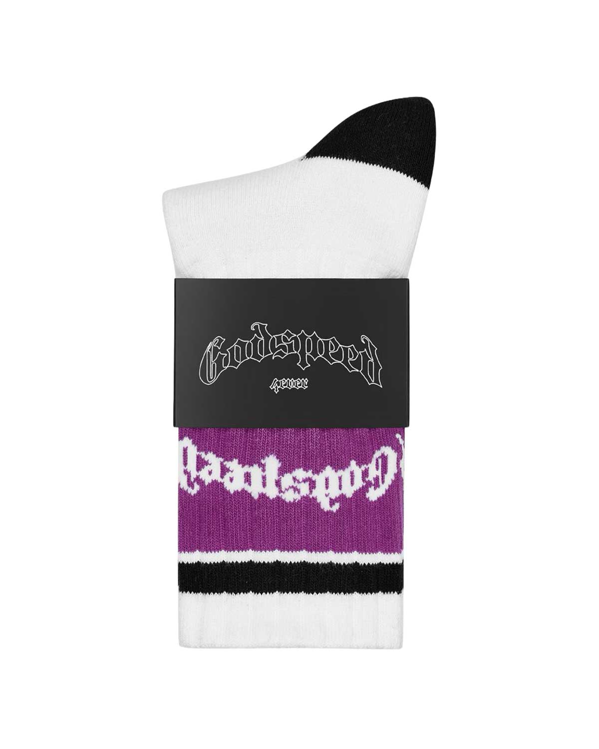 Godspeed OG Logo Striped Socks White/Purple